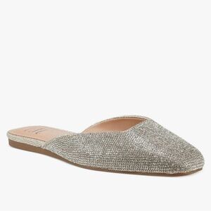 INC International Concepts Silver Glitter Mules